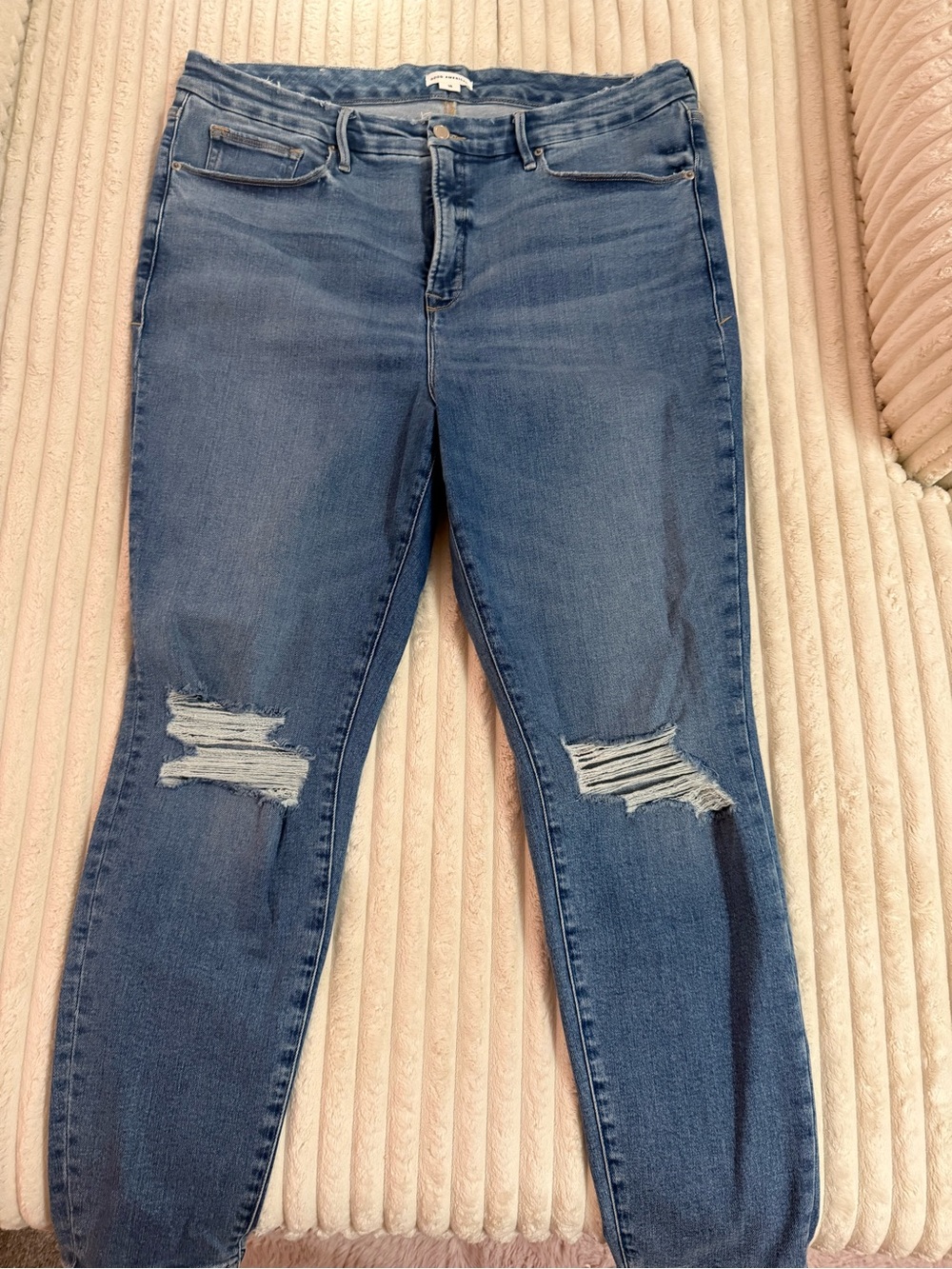 Good American Good Legs Skinny Ripped Jeans Size 18 Indigo